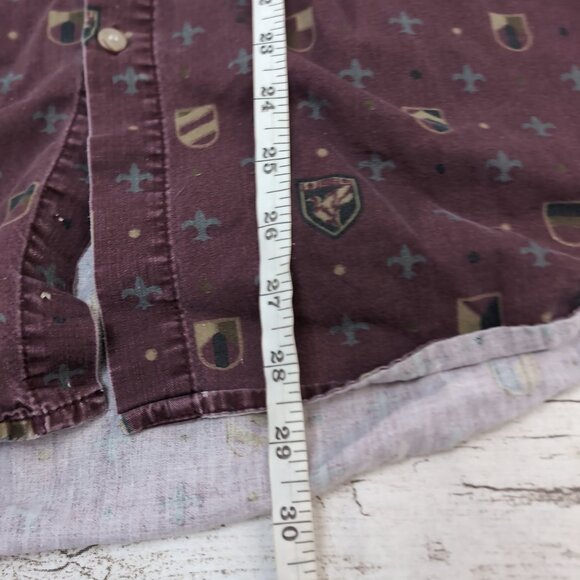 Ducks Unlimited Button-Down Shirt Burgundy Crest Pattern Cotton – Men’s M - Picture 5 of 7